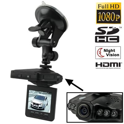 1080P Full HD 2.4 inch Screen Vehicle DVR, Support Night Vision & SD Card, 4X Digital Zoom, AVI Video Format, HDMI Output / AV O - Click Image to Close